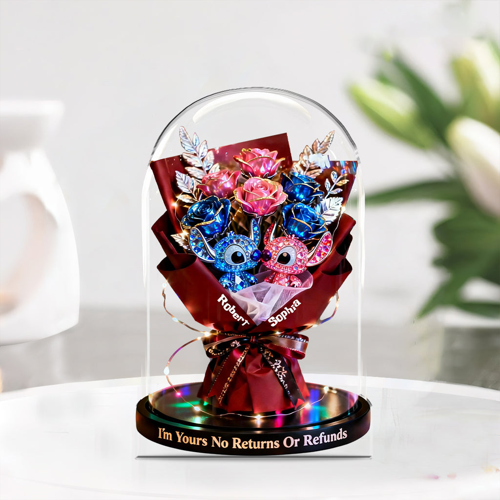 Alien Couple Forever Rose Dome - Personalized Ohana Custom Shaped Acrylic Plaque