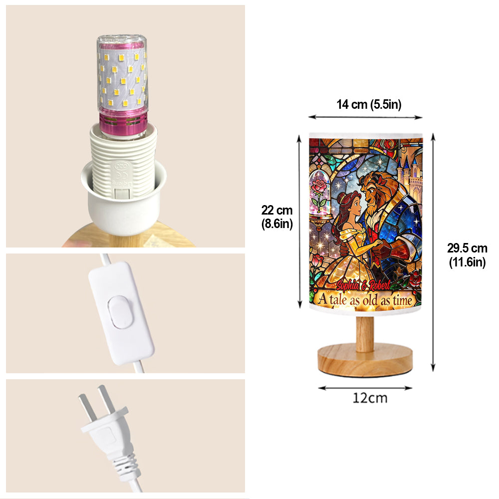 Tale as Old as Time - Personalized Beauty And The Beast Table Lamp With Wood Base
