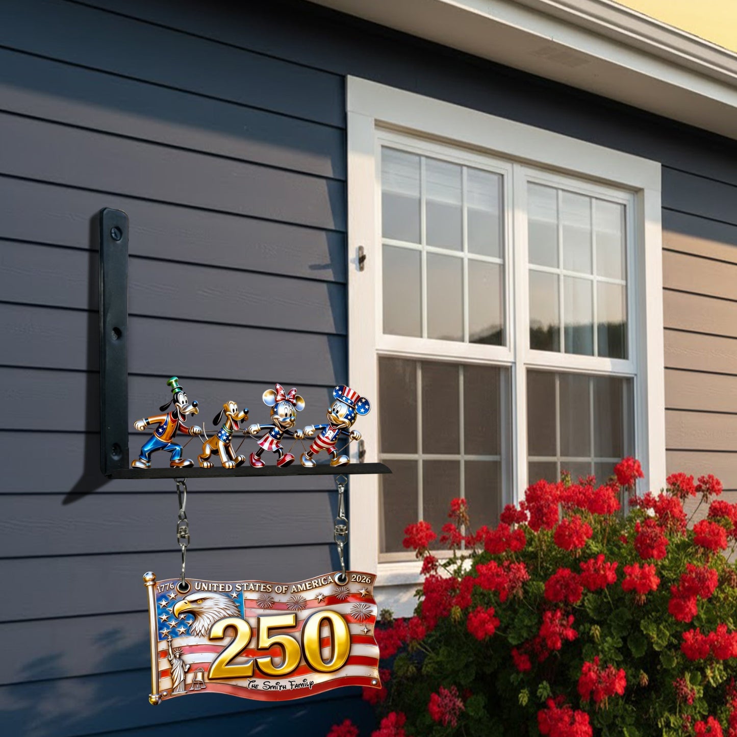 USA 250th Anniversary - Personalized Mouse Wooden Wall Mount Sign