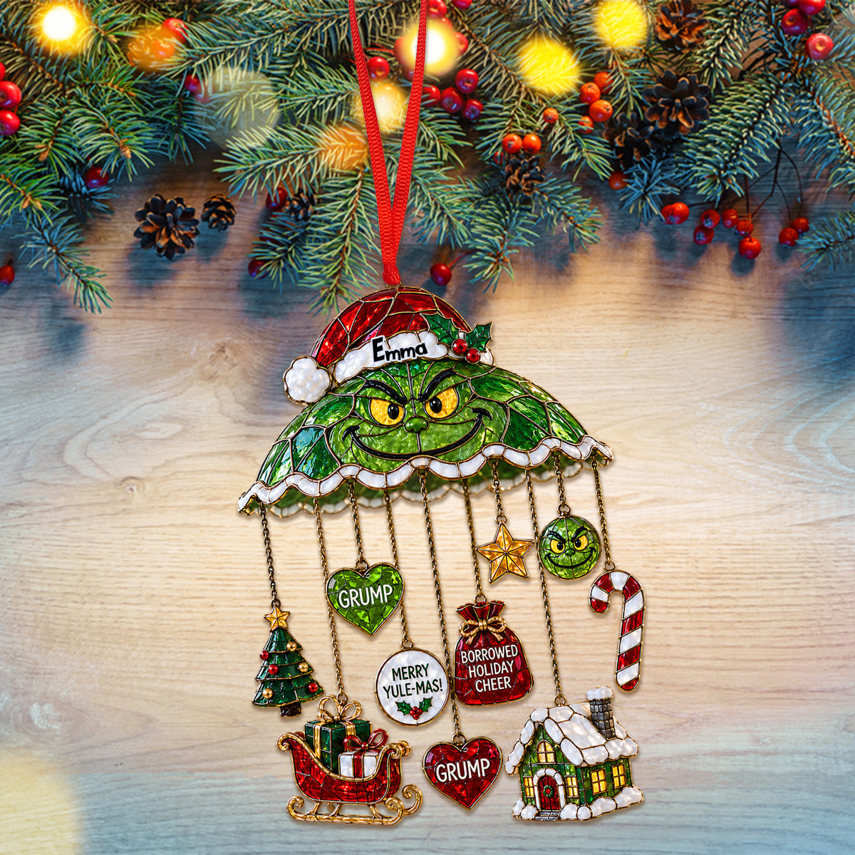 Merry Grinchmas - Personalized Stole Christmas Ornament With Charm