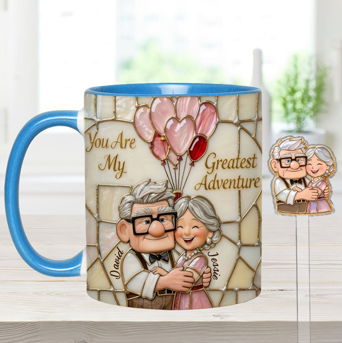 My Greatest Adventure - Personalized Couple Set Accent Mug with Acrylic Stirrers