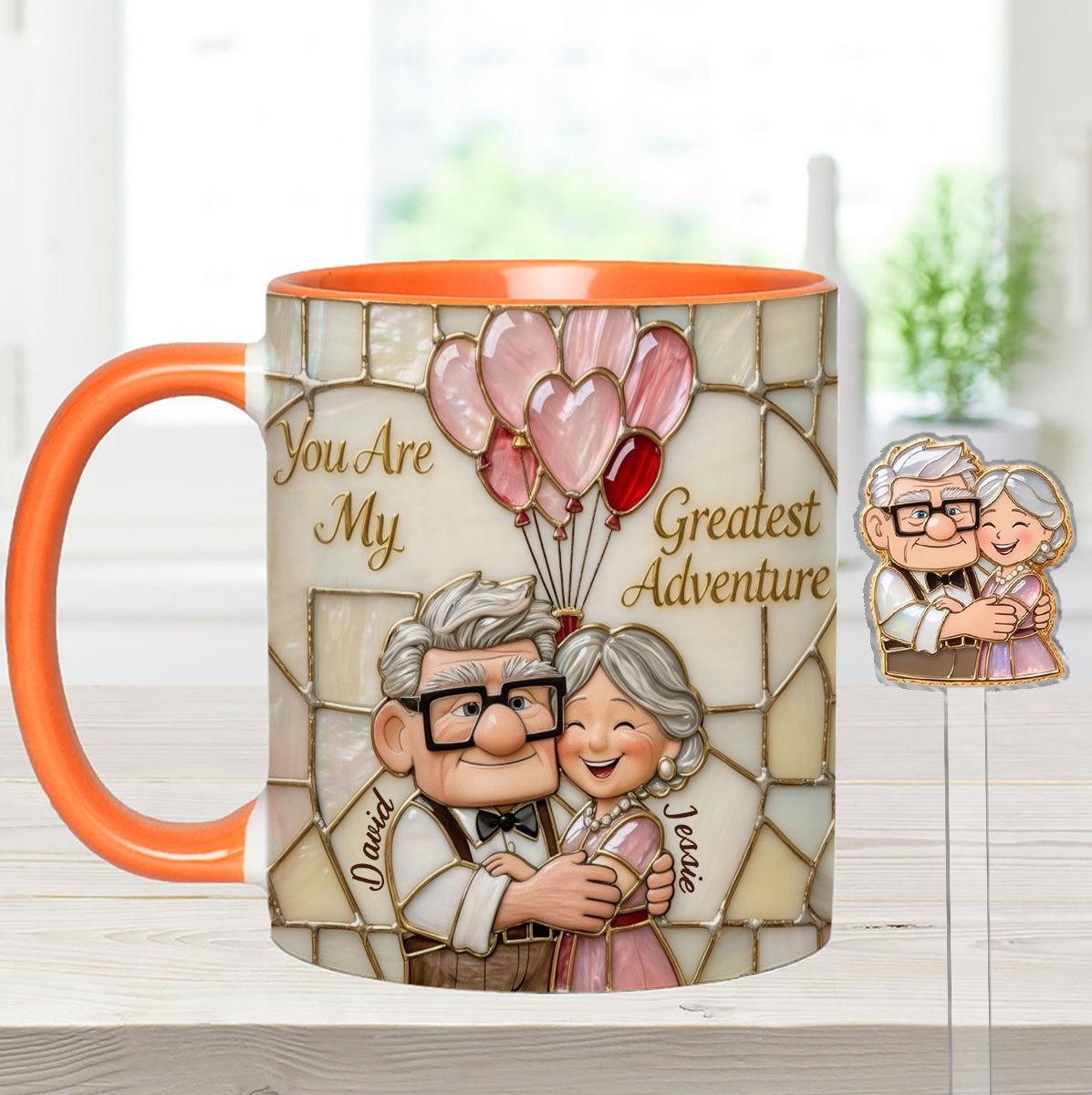 My Greatest Adventure - Personalized Couple Set Accent Mug with Acrylic Stirrers