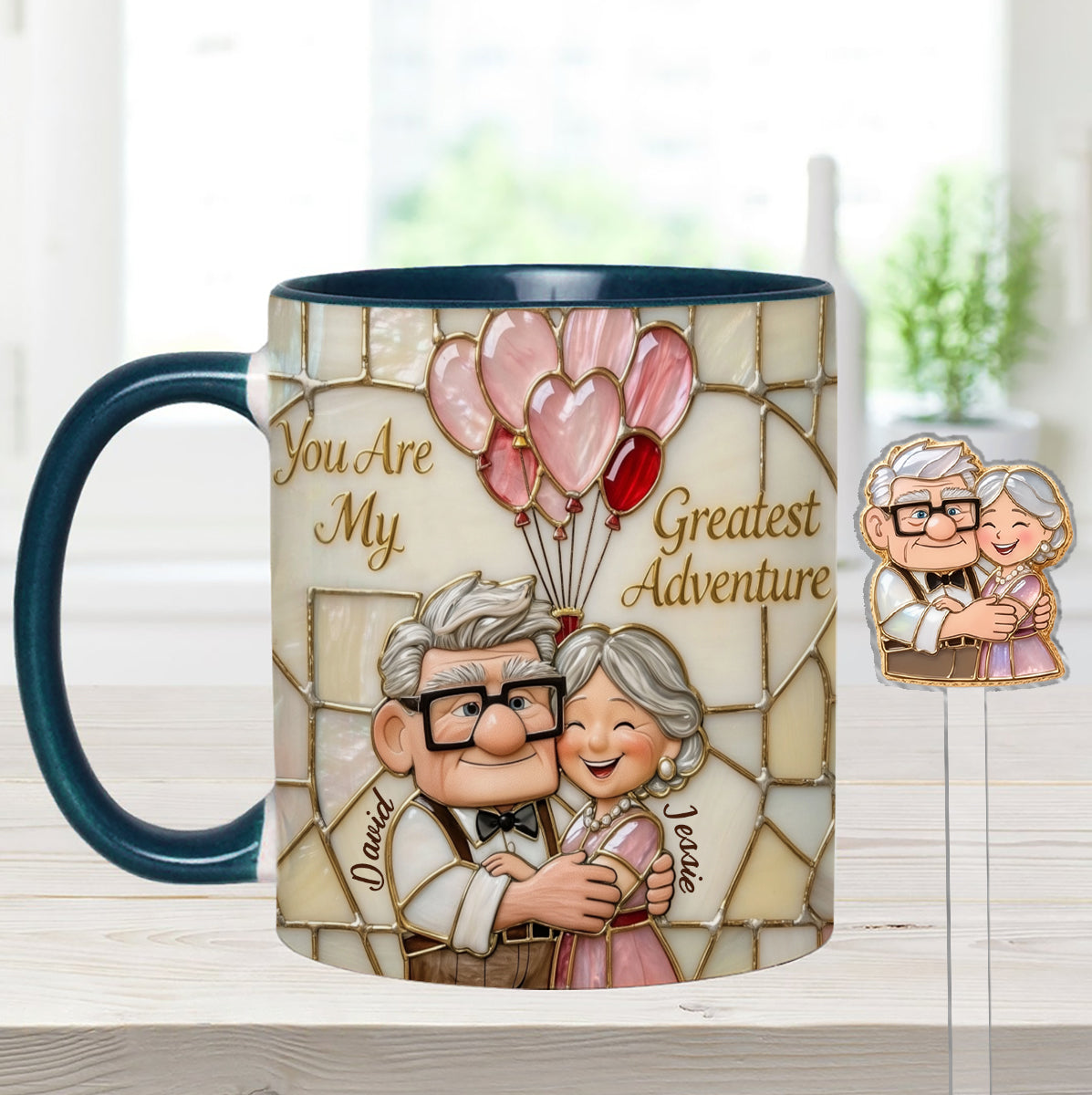 My Greatest Adventure - Personalized Couple Set Accent Mug with Acrylic Stirrers