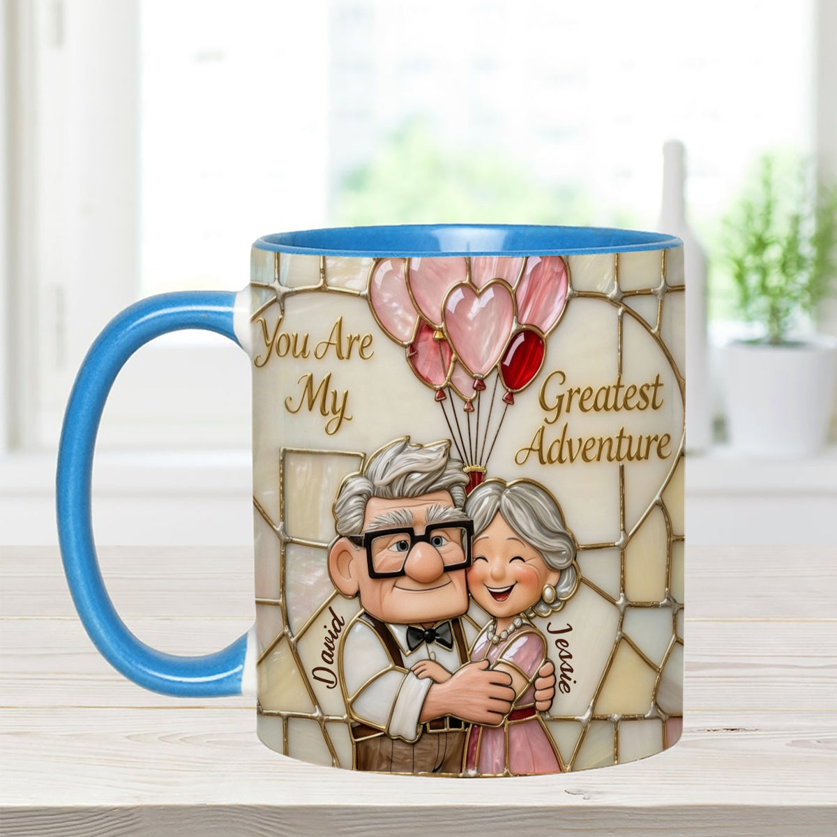 My Greatest Adventure - Personalized Couple Set Accent Mug with Acrylic Stirrers