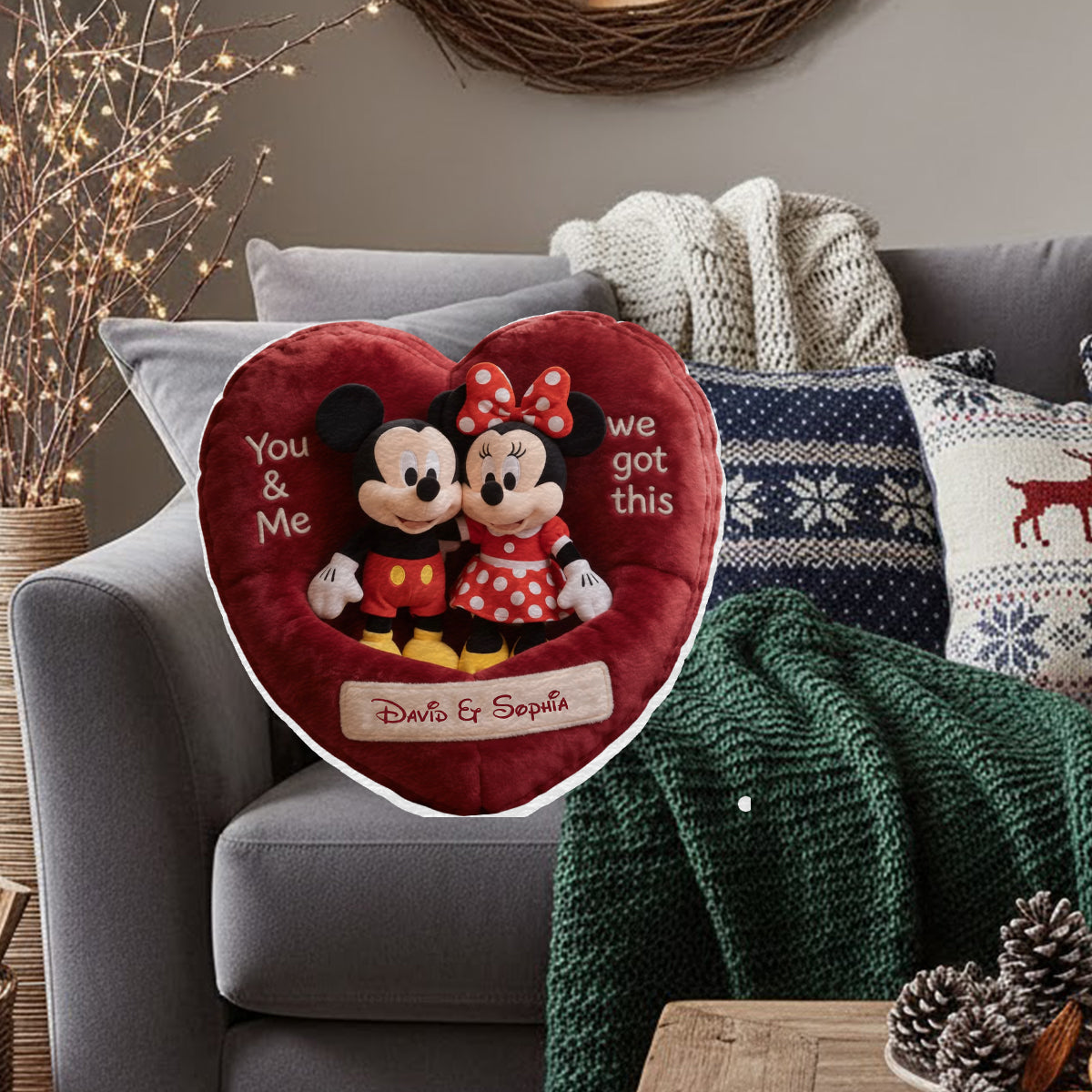 You & Me We Got This - Personalized Mouse Faux Fur Shaped Pillow
