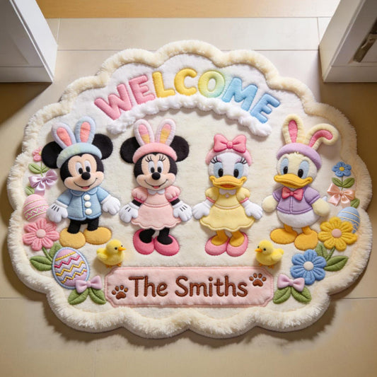 Easter's Day Magical Friends - Personalized Mouse Non-Slip Tufted Rug