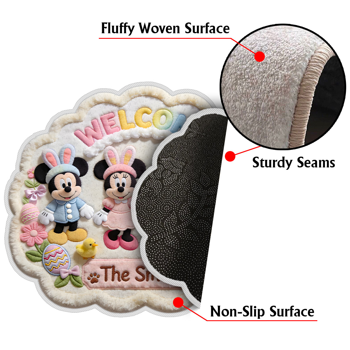 Easter's Day Magical Friends - Personalized Mouse Non-Slip Tufted Rug