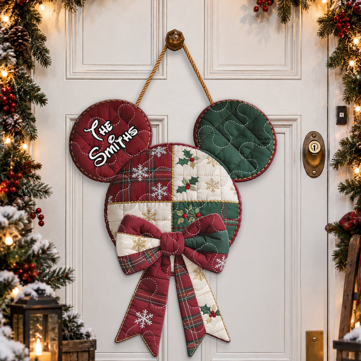 Magical Christmas Family Gift - Personalized Mouse Quilted Door Hanger