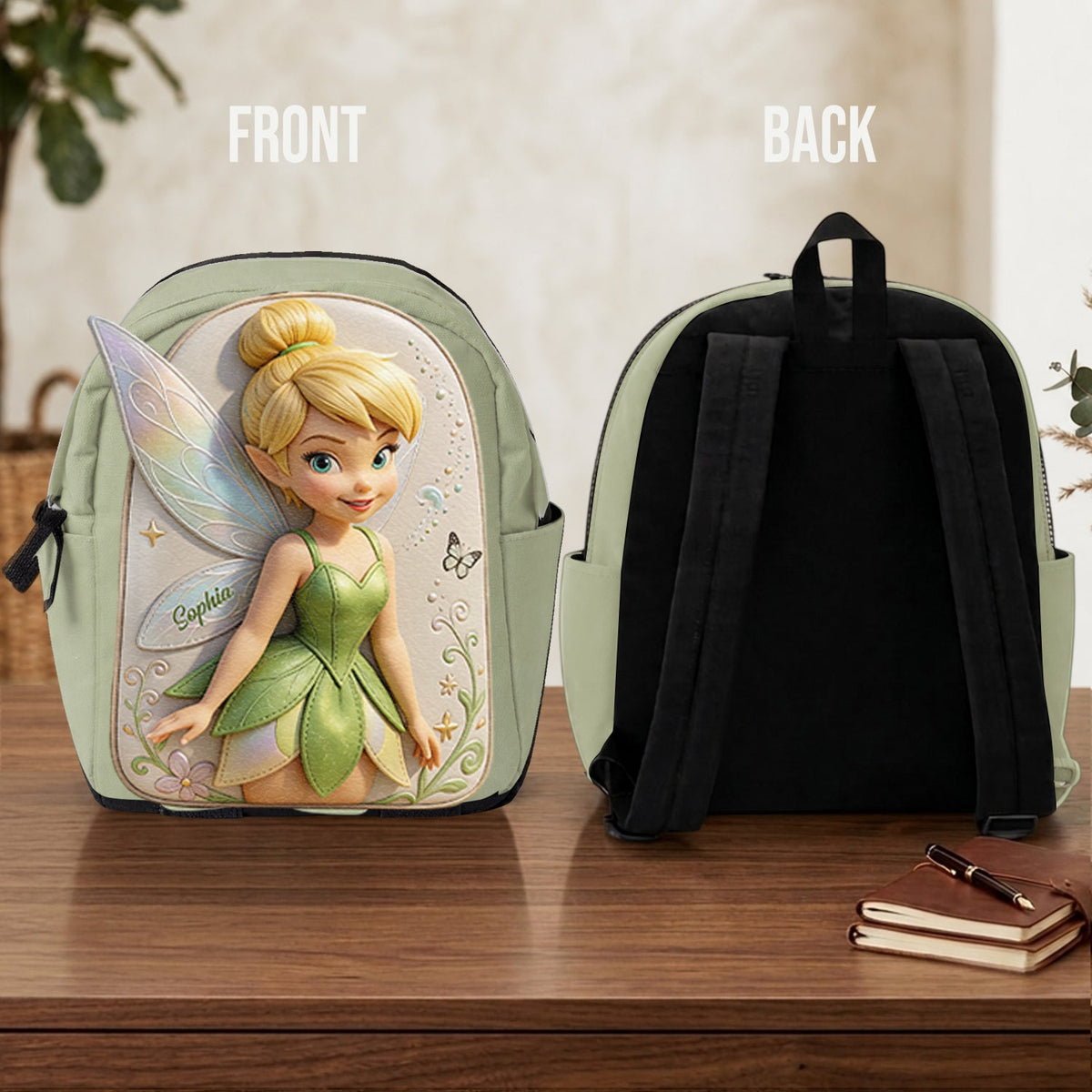 Magical Fairy - Personalized Flying Fairy Changeable Leather Patch Backpack