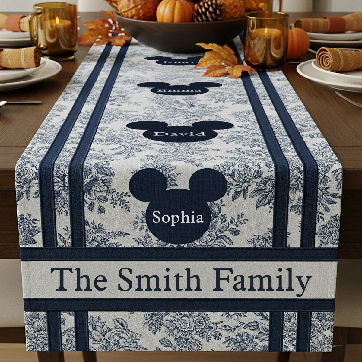Magical Chinoiserie Fall Decor - Personalized Mouse Table Runner