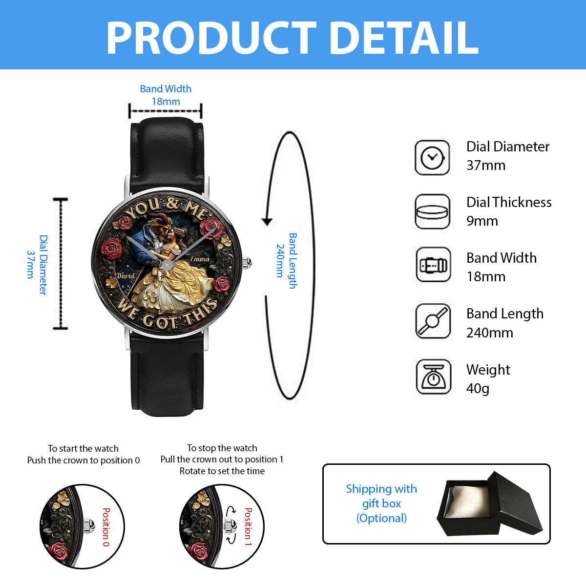 You & Me We Got This - Personalized Couple Hand Watch