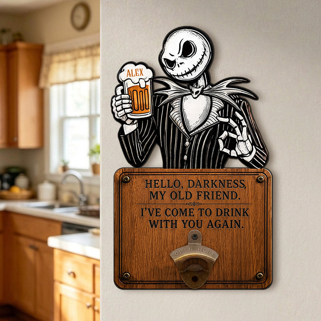 Hello Darkness My Old Friend Nightmare Beer Lovers - Personalized Nightmare Beer Stein & Wall Bottle Opener