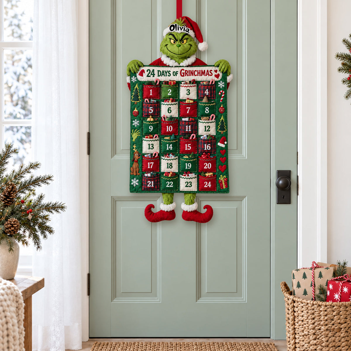 24 Days Of Christmas - Personalized Stole Christmas Fabric Advent Calendar