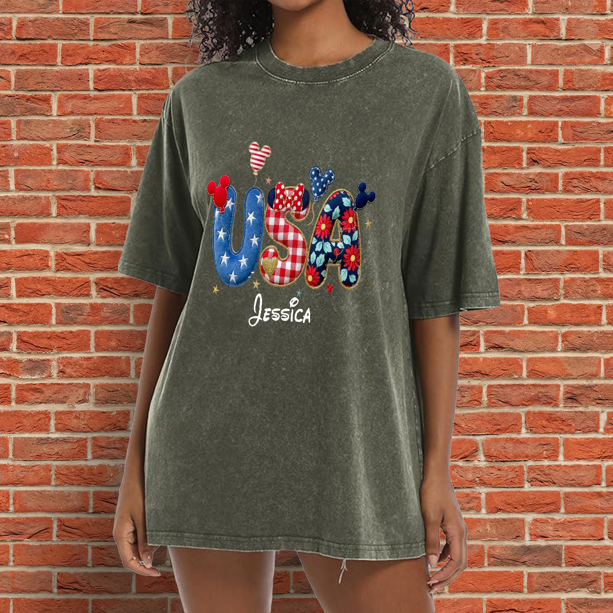 Stars And Stripes - Personalized Mouse Wash T-Shirt