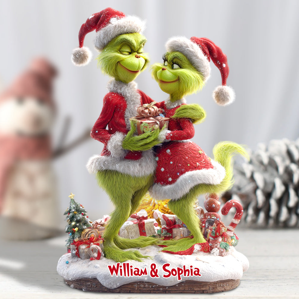 Merry Grinchmas Gift For Couple - Personalized Stole Christmas Custom Shaped Acrylic Plaque