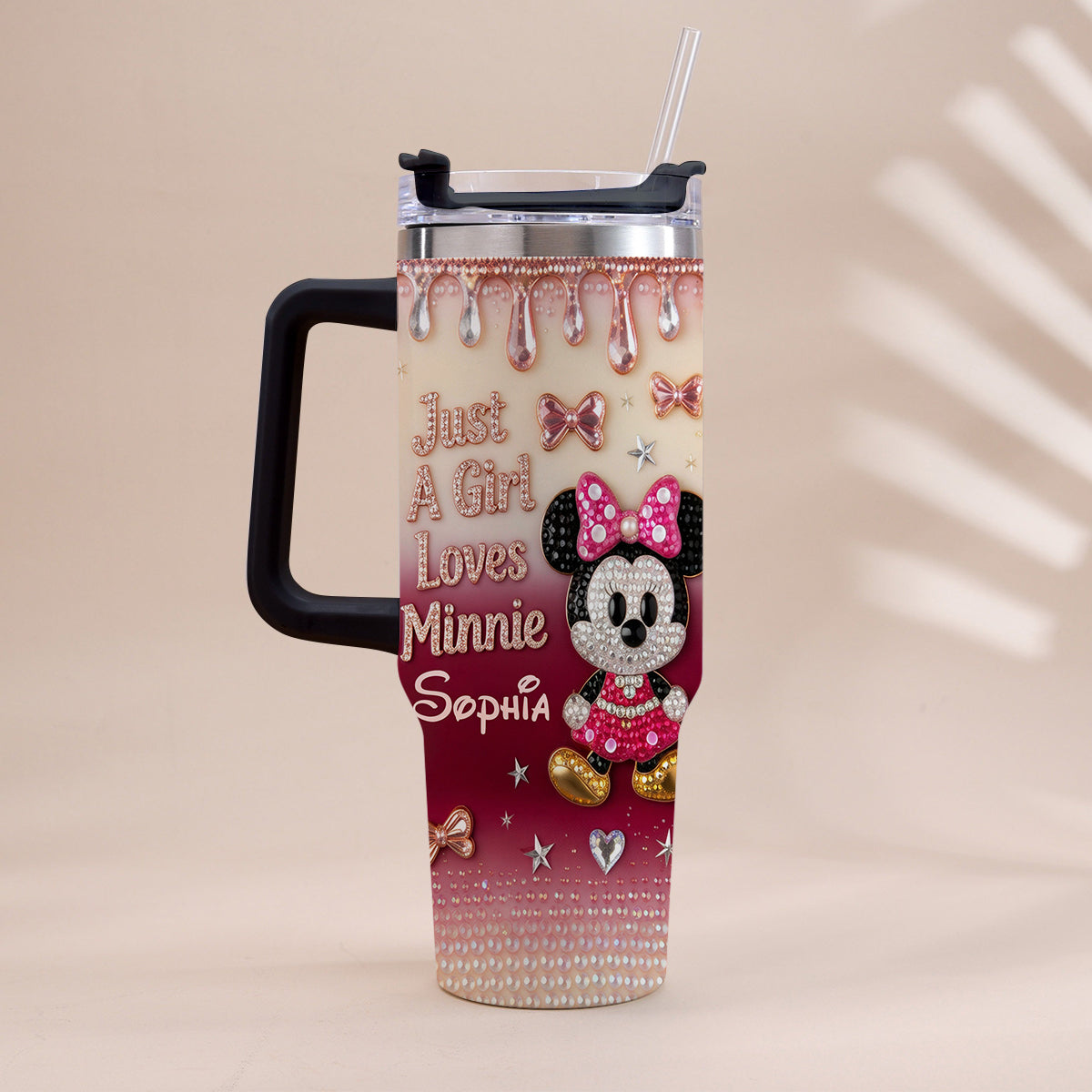 Just A Girl Who Loves The Mouses - Personalized Mouse Tumbler With Handle