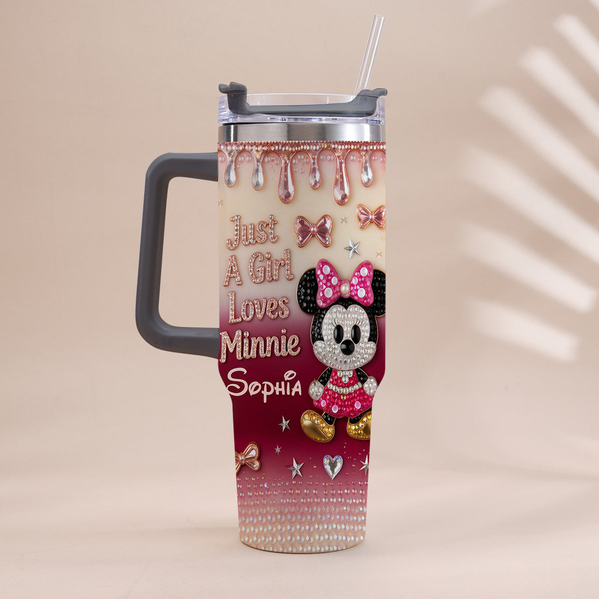 Just A Girl Who Loves The Mouses - Personalized Mouse Tumbler With Handle