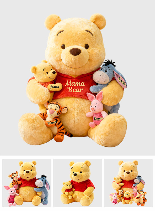Mama Bear - Personalized Yellow Bear Premium Faux Fur Pillow