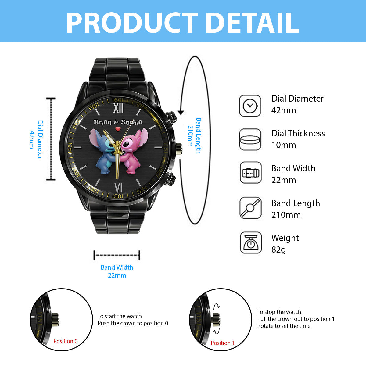 Couple Alien Ohana - Personalized Ohana Couple Hand Watch Set