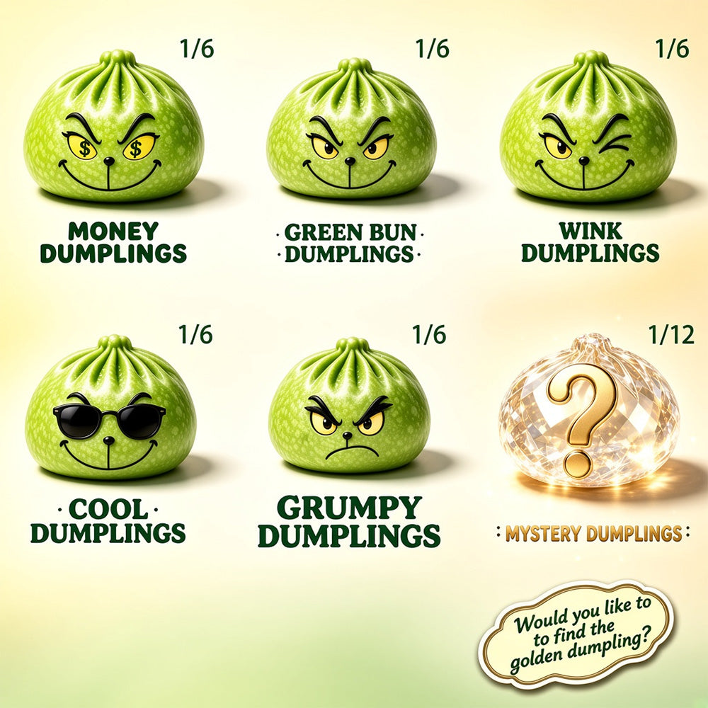 Christmas Green Glitter Dumpling Squishy Toy - 6-Pack Blind Box