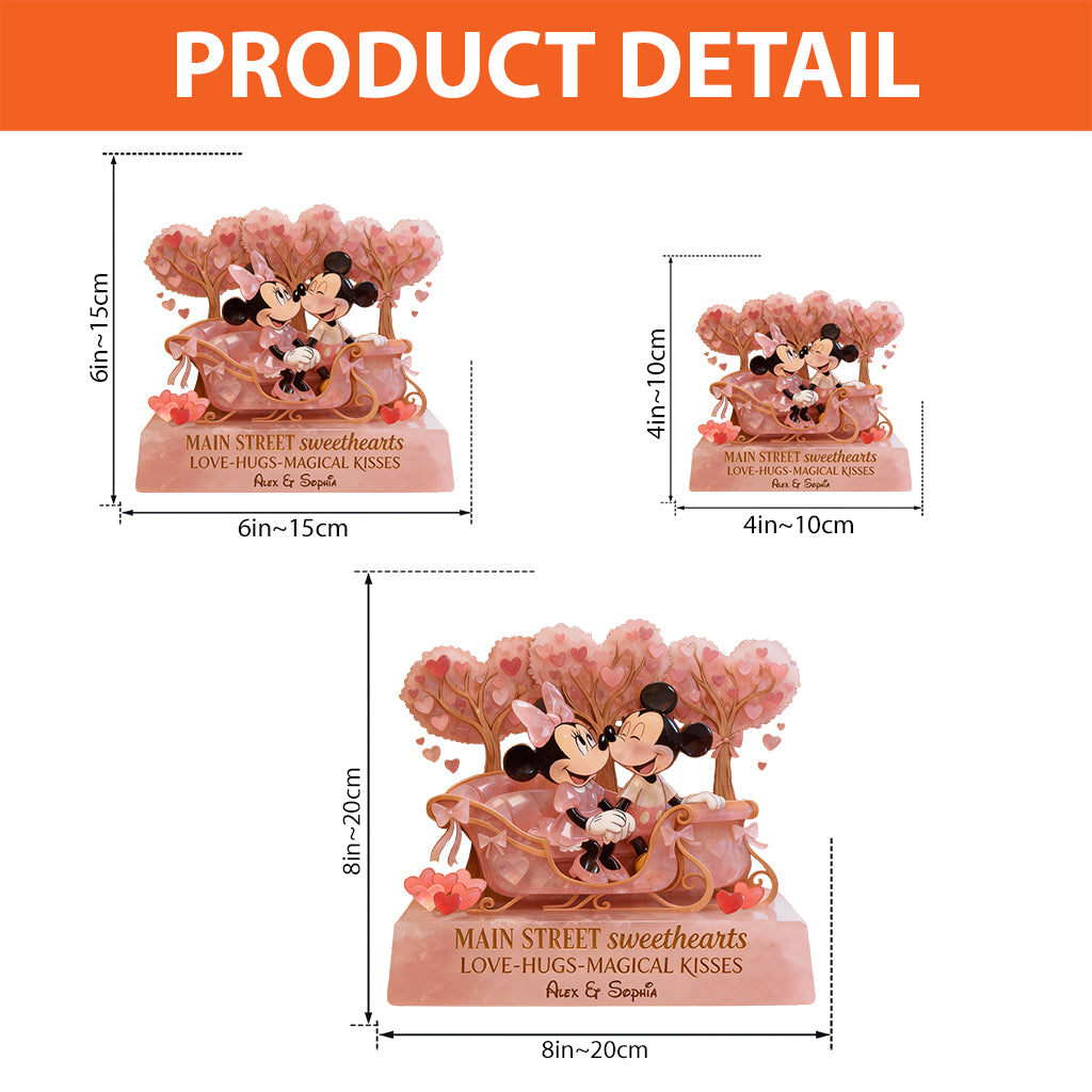 Main Street Sweetheats Love Hugs Magical Kisses Pink Rose - Personalized Mouse Custom Shaped Acrylic Plaque