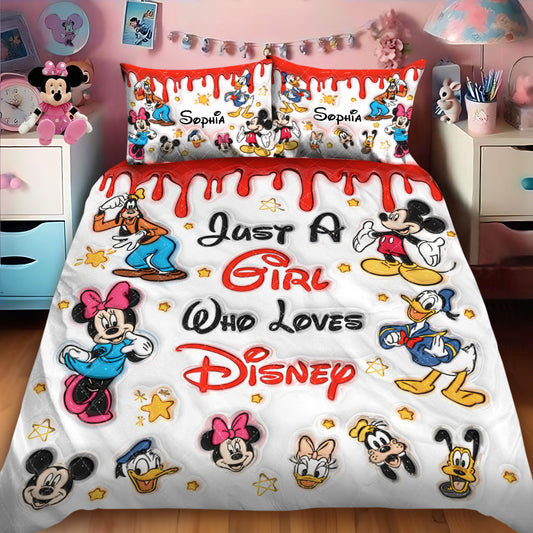 Just A Girl Who Loves Disney - Personalized Mouse Quilt Set