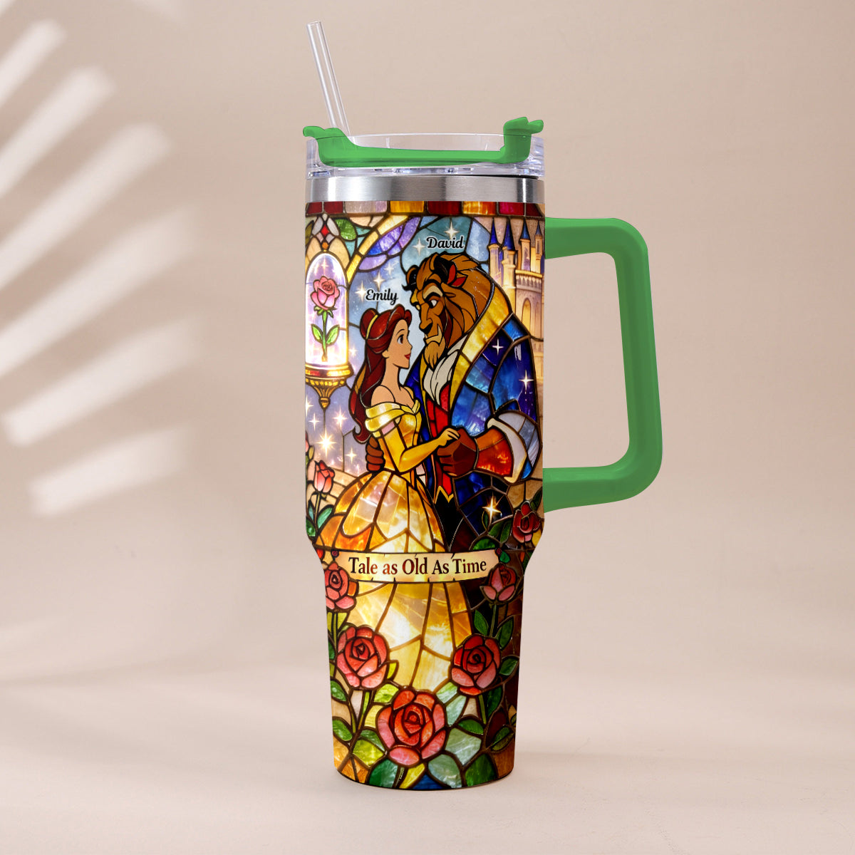Tale As Old As Time - Personalized Beauty And The Beast Tumbler With Plush Charm