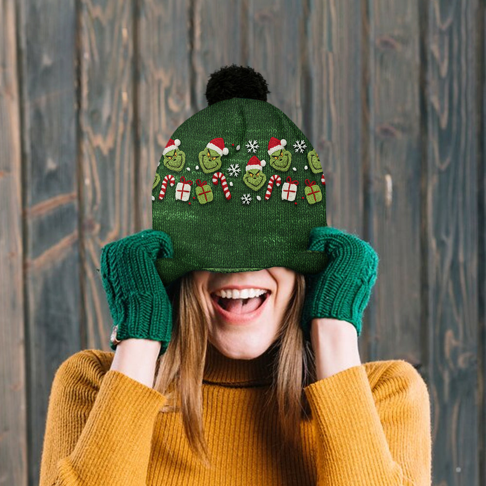 Green Mischief - Personalized Stole Christmas Beanie Hat
