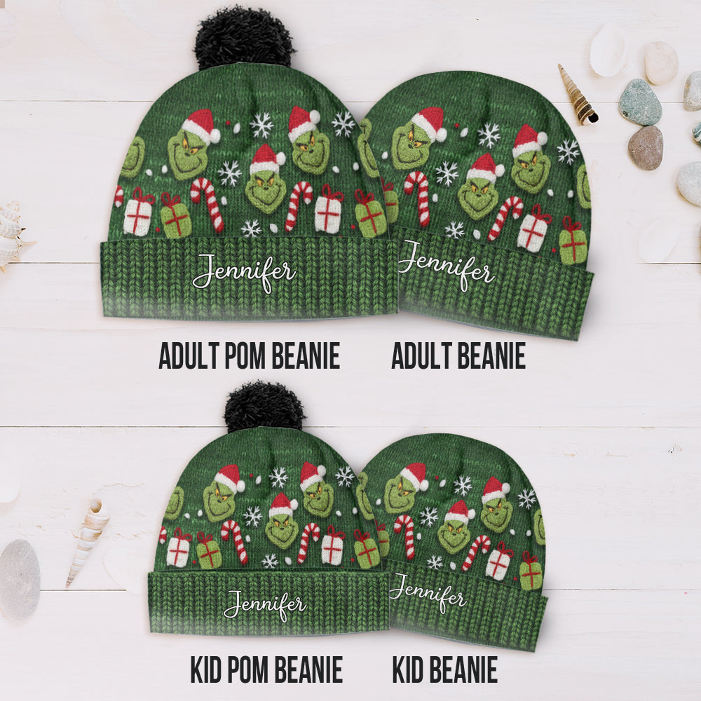 Green Mischief - Personalized Stole Christmas Beanie Hat