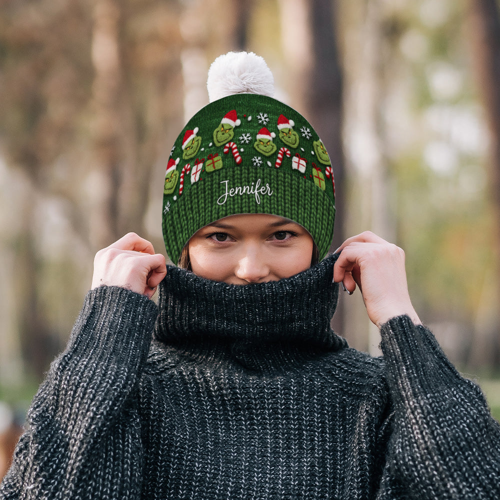 Green Mischief - Personalized Stole Christmas Beanie Hat