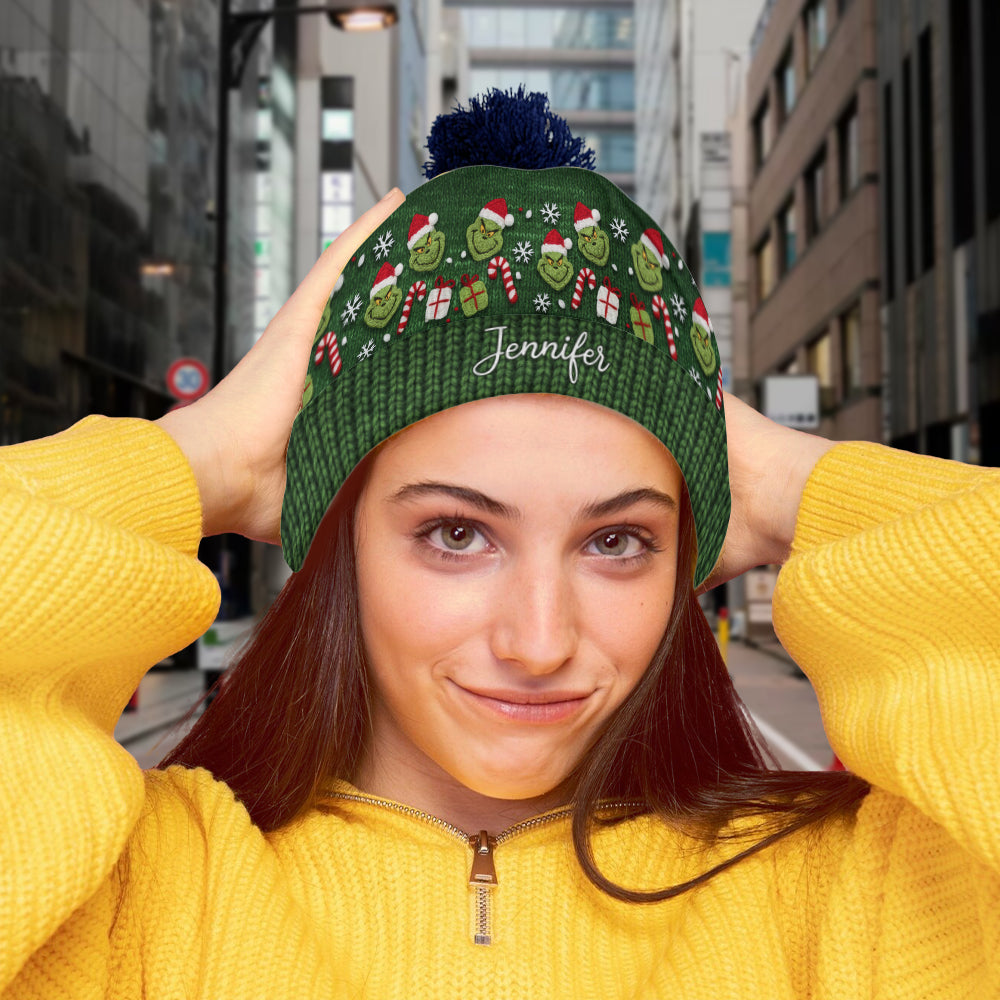Green Mischief - Personalized Stole Christmas Beanie Hat