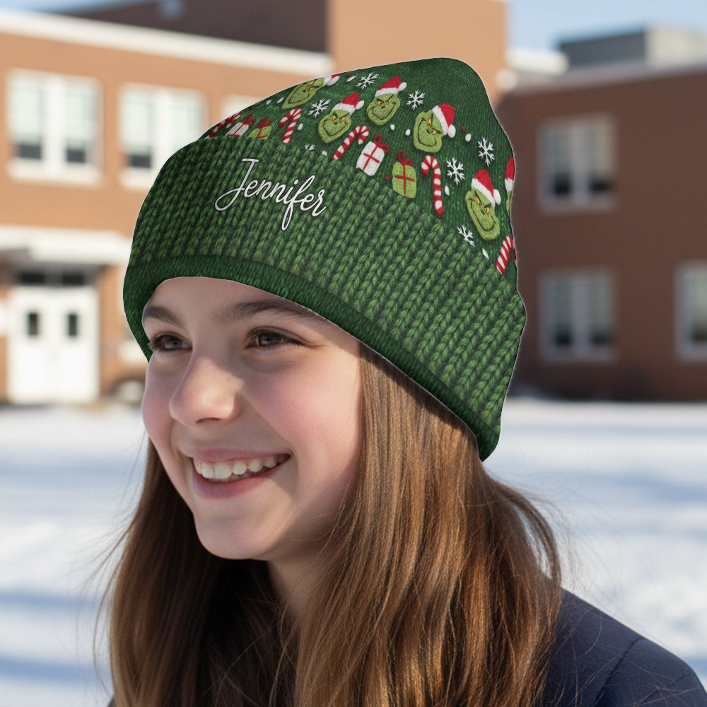 Green Mischief - Personalized Stole Christmas Beanie Hat