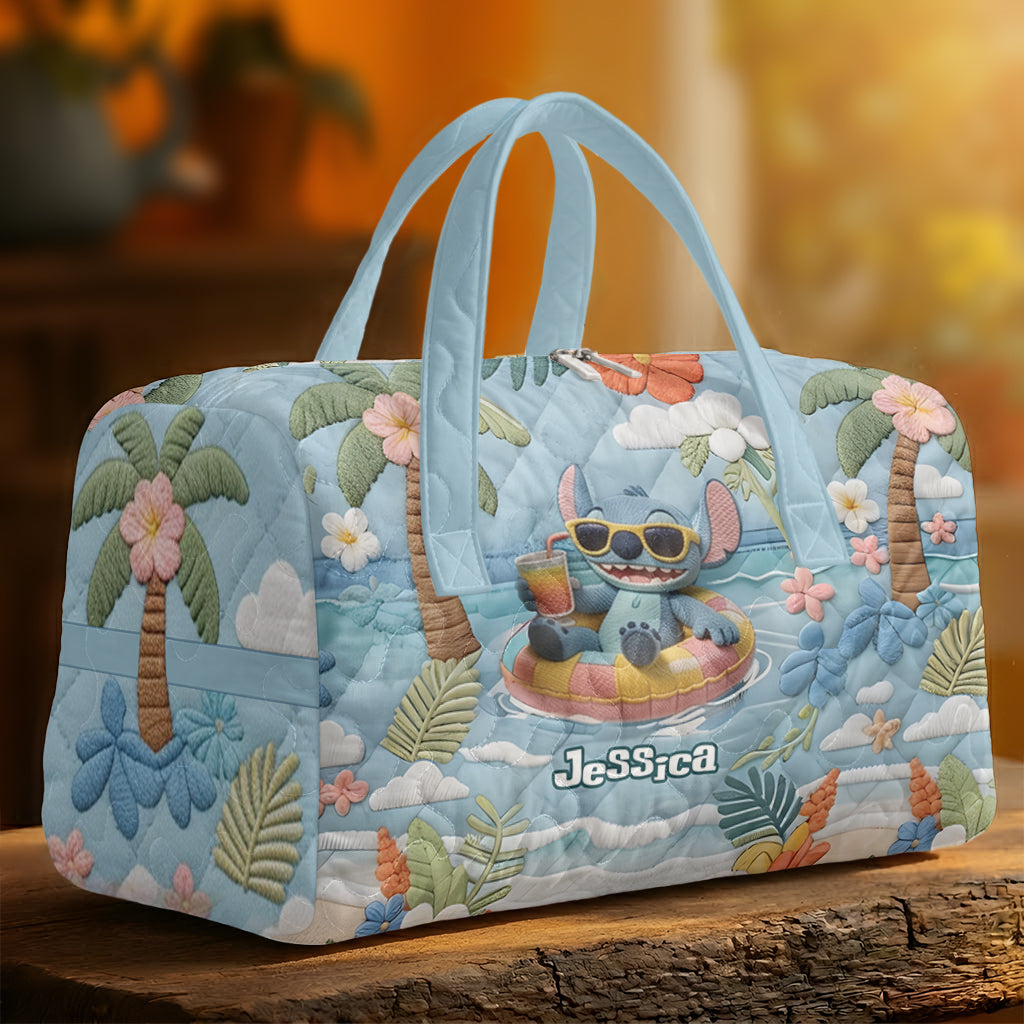 Blue Monster Summer Vibes - Personalized Ohana Quilt Duffle Bag & Plush Charm