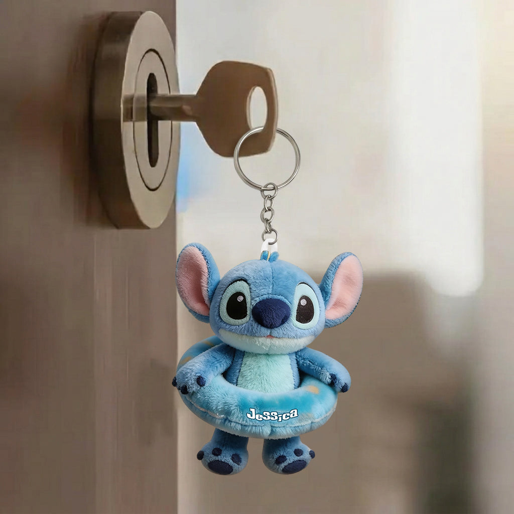 Blue Monster Summer Vibes - Personalized Ohana Beach Bag With Plush Charm