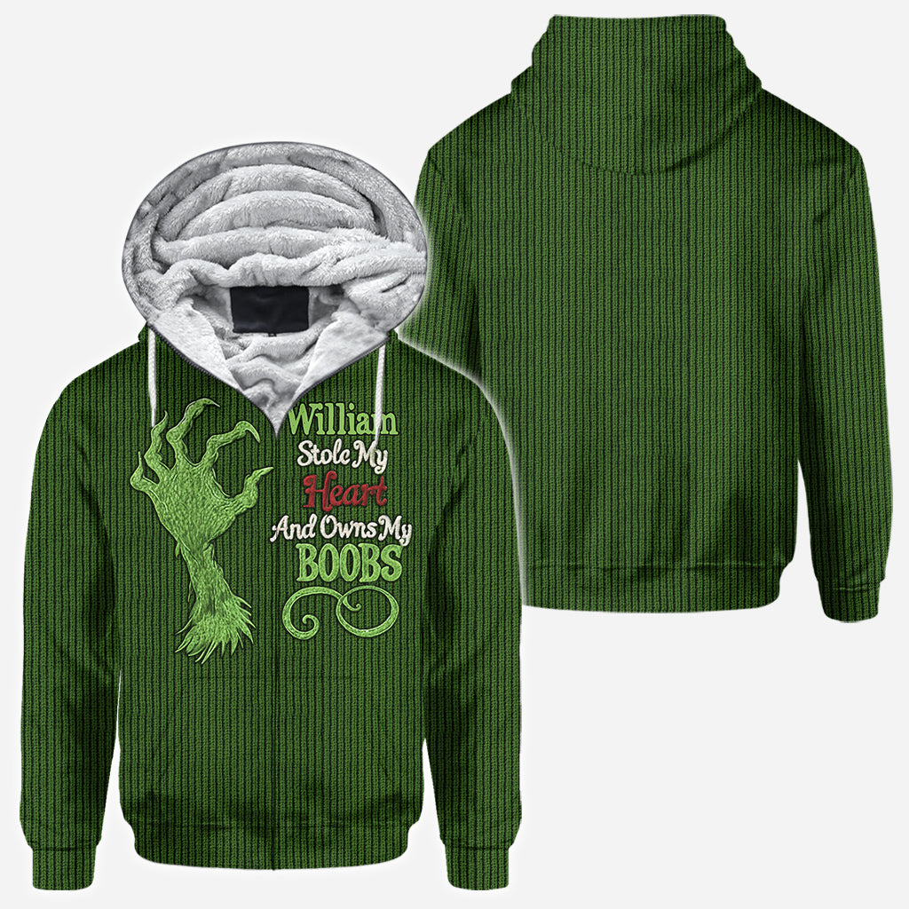 Stole My Heart And Owns My - Personalized Stole Christmas All Over Shirt