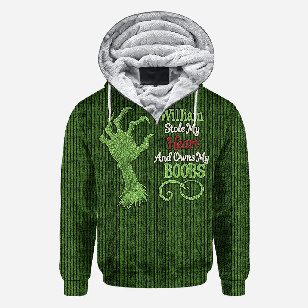 Stole My Heart And Owns My - Personalized Stole Christmas All Over Shirt