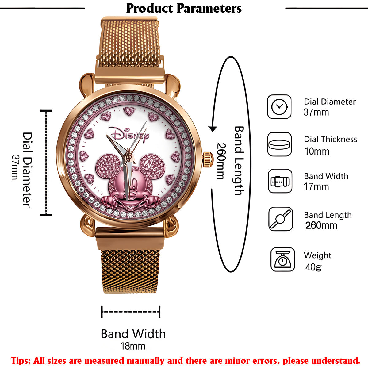 Peeking Mouse Ears - Personalized Mouse Women Hand Watch