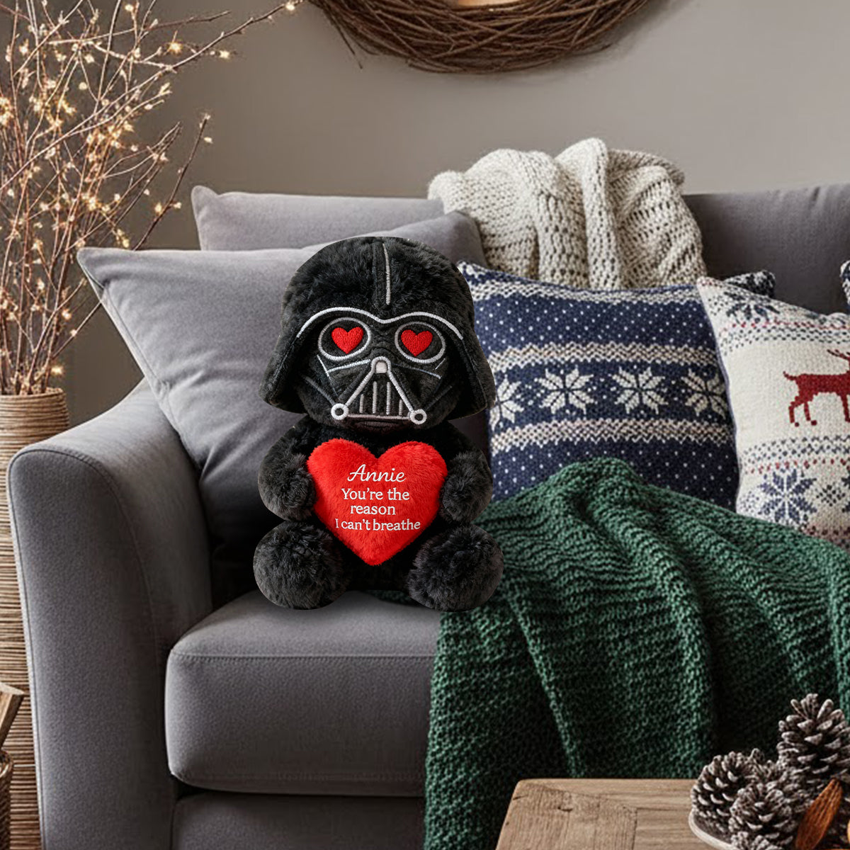 You're The Reason I Can't Breathe - Personalized The Force Faux Fur Shaped Pillow