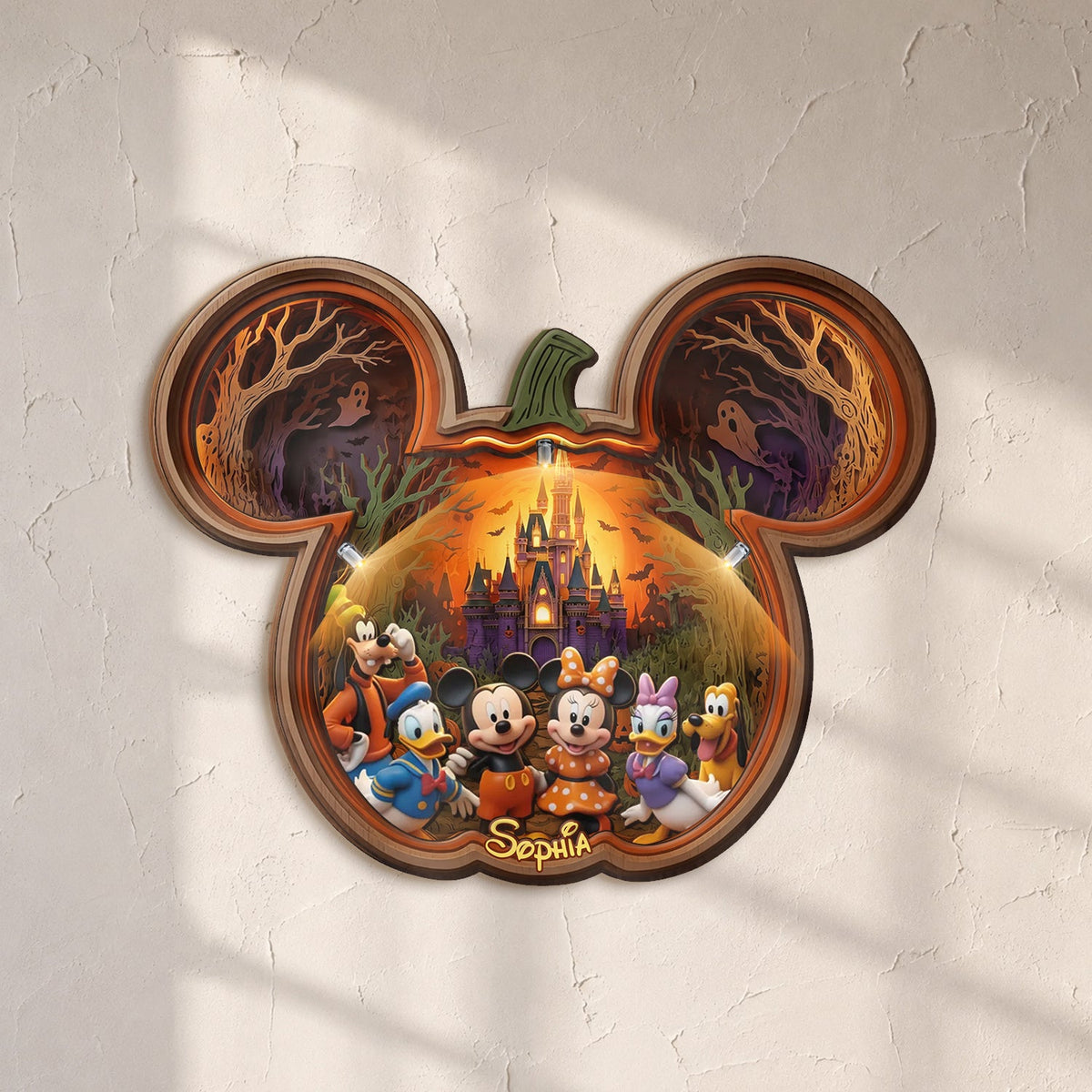 Spooky Night - Personalized Mouse Wooden Light Shadow Box