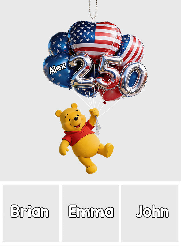 Hanging Balloons Cute Yellow Bear 250 - Personalized Yellow Bear Transparent Car Ornament