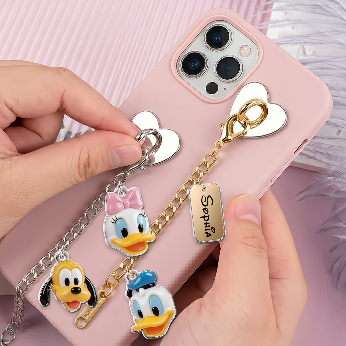 Magical Castle Friends Leather Phone Case & Charm Set - Personalized Mouse Dangling Charms