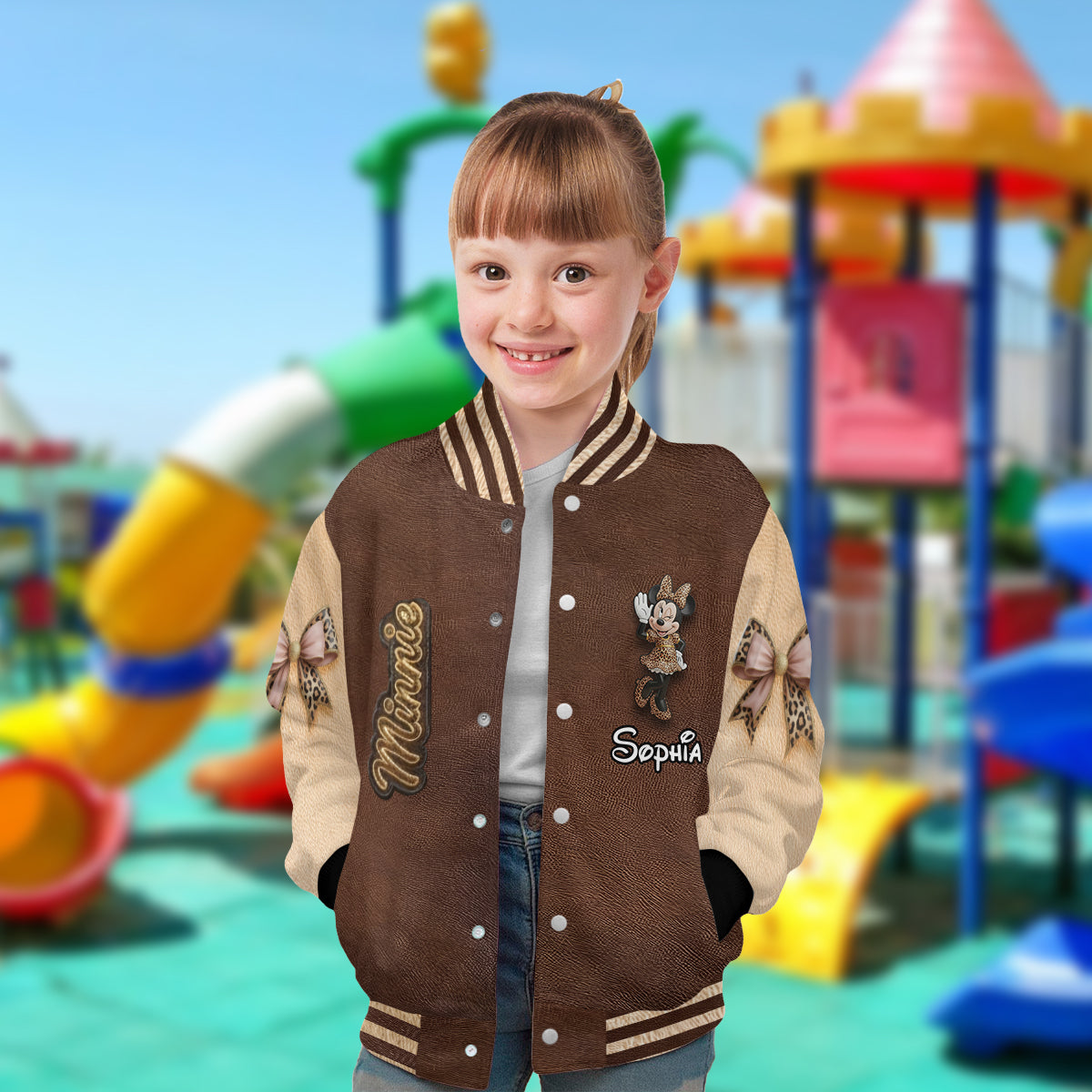 Leopard Girl - Personalized Mouse Varsity Jacket