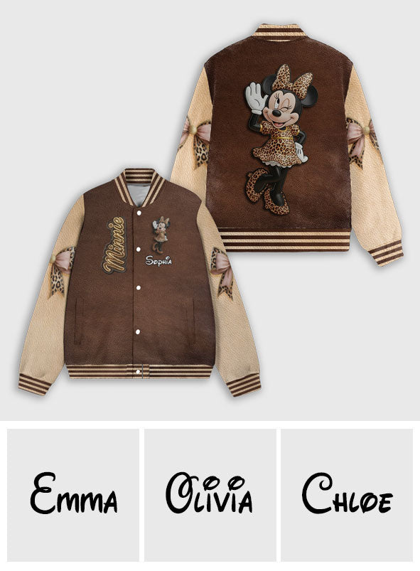 Leopard Girl - Personalized Mouse Varsity Jacket