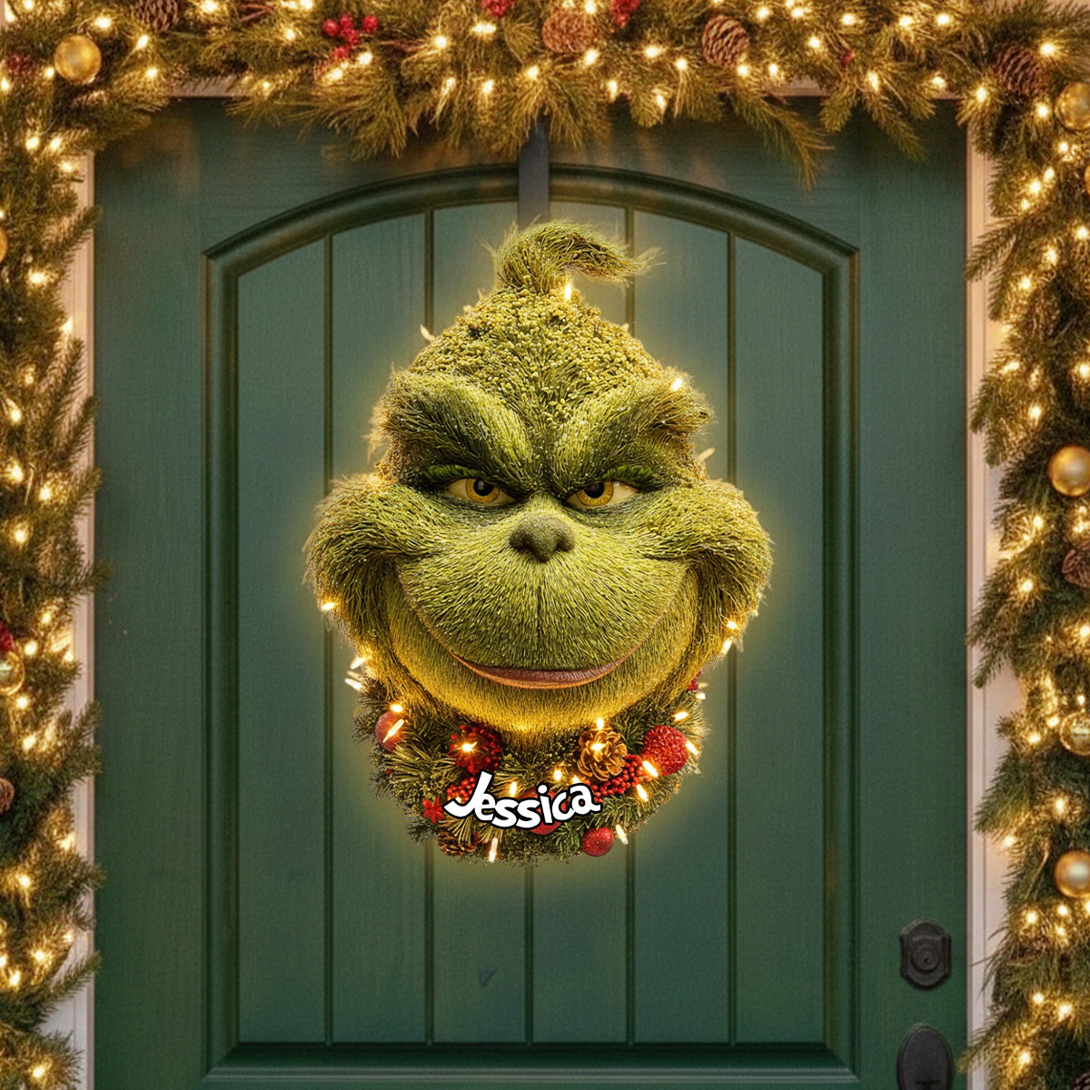 Grinchmas Wreath - Personalized Stole Christmas LED Light Acrylic Sign