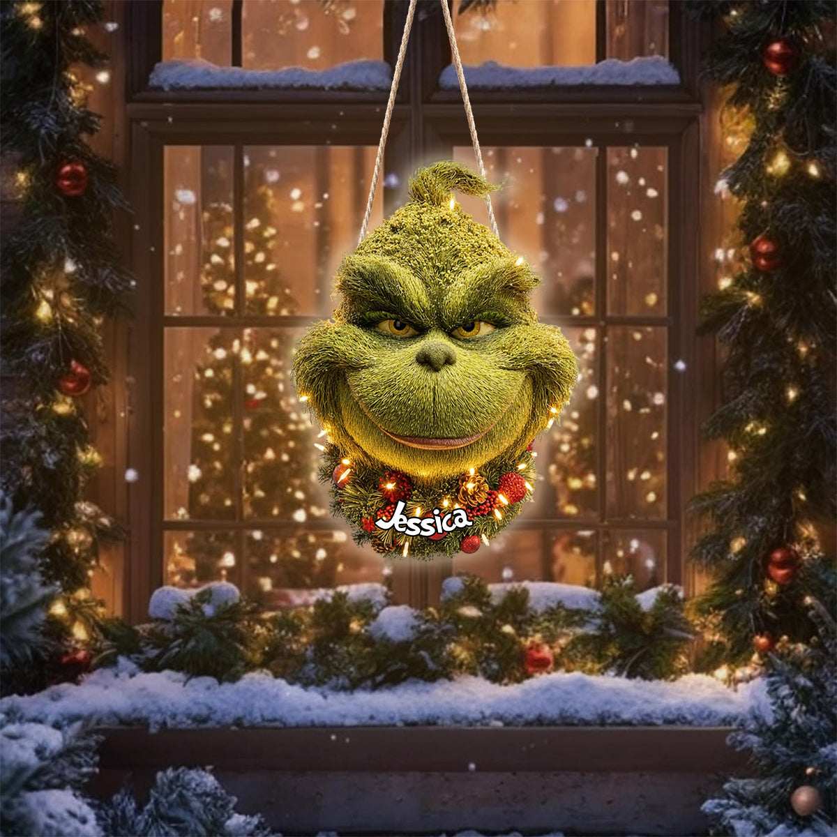 Grinchmas Wreath - Personalized Stole Christmas LED Light Acrylic Sign