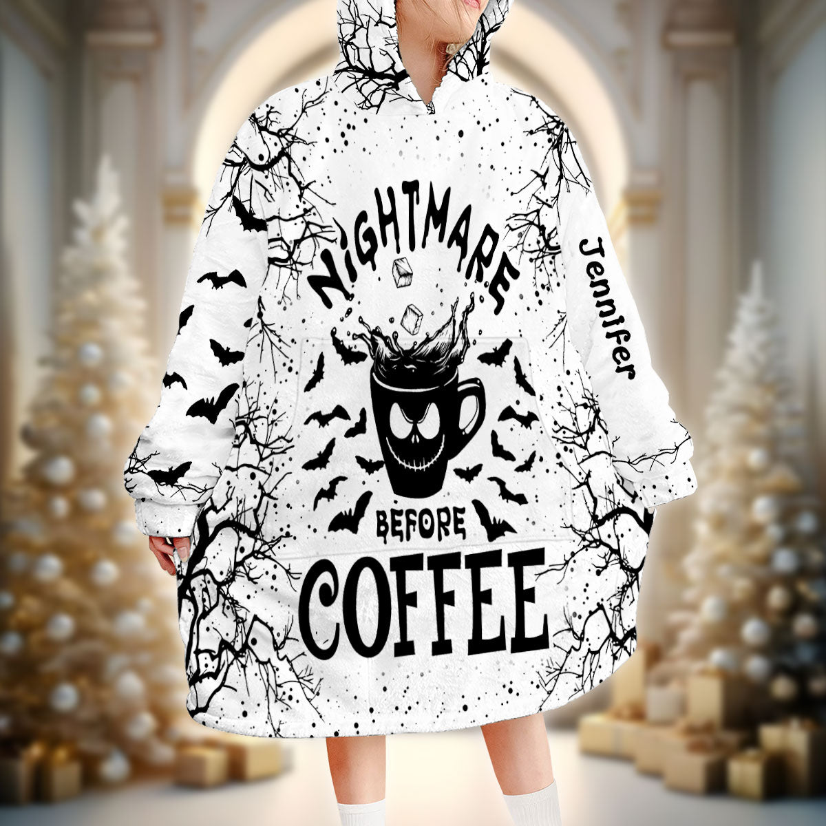 Nightmare Before Coffee/ Tea... - Personalized Nightmare Blanket Hoodie