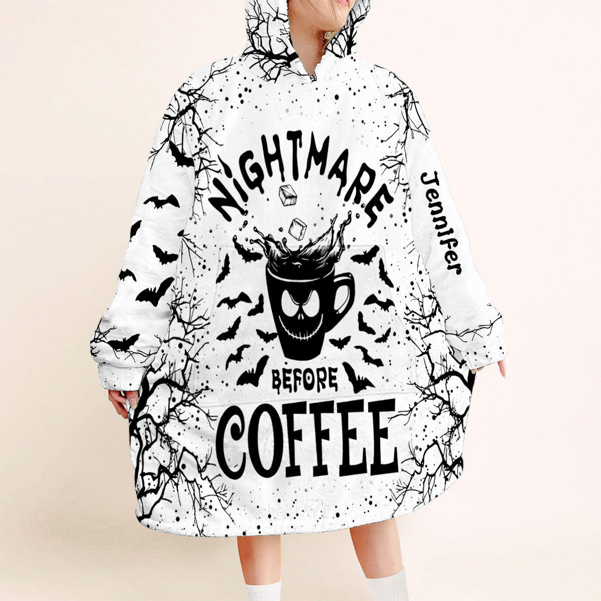 Nightmare Before Coffee/ Tea... - Personalized Nightmare Blanket Hoodie