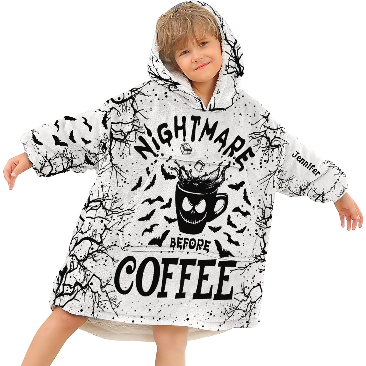 Nightmare Before Coffee/ Tea... - Personalized Nightmare Blanket Hoodie