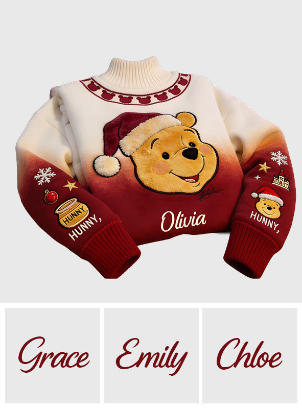 Merry Christmas - Personalized Yellow Bear Mock Neck Sweatshirt