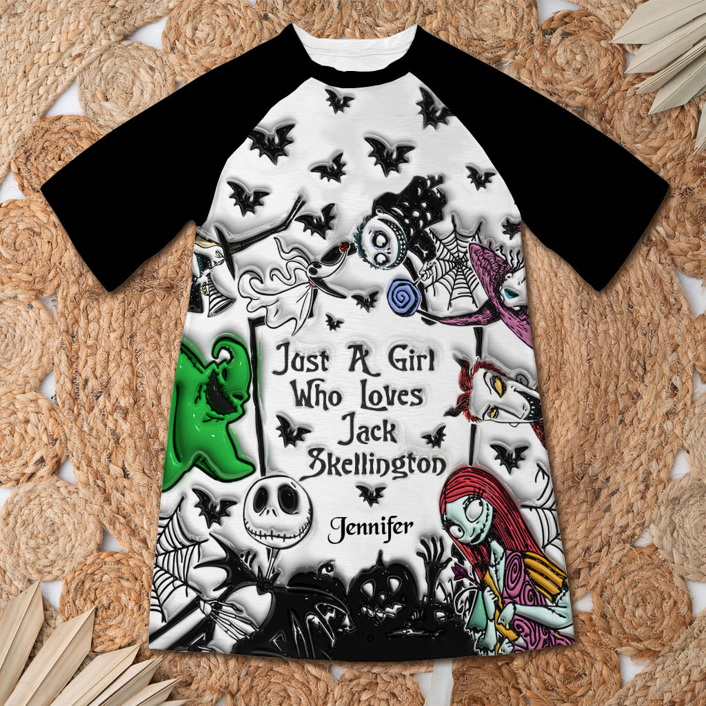 Just A Girl Who Loves Jack - Personalized Nightmare Sleep T-shirt Dress